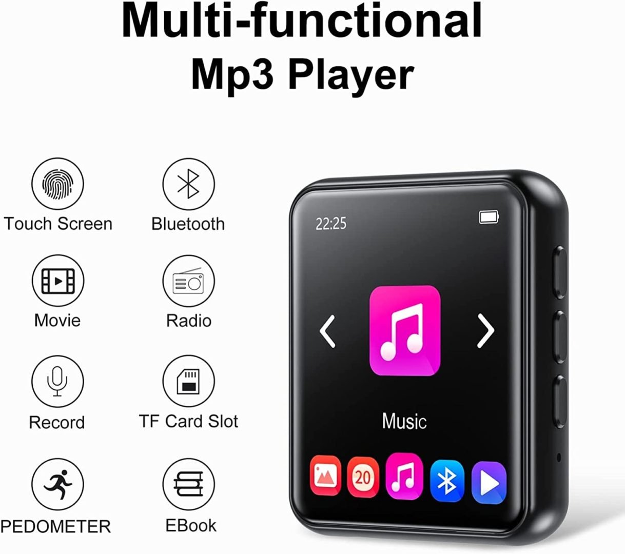 MP3 Player Bluetooth 5.0 Touch Screen Music Player
