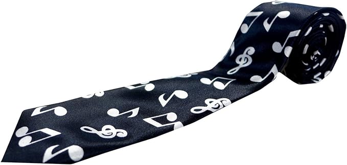 Black Tie with White Musical Notes