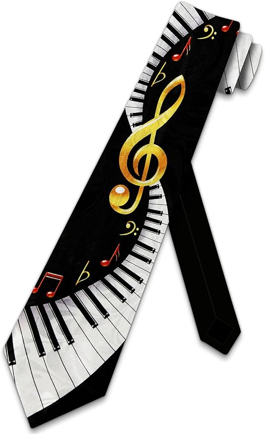 Piano Ties with Notes and Treble One Size Black